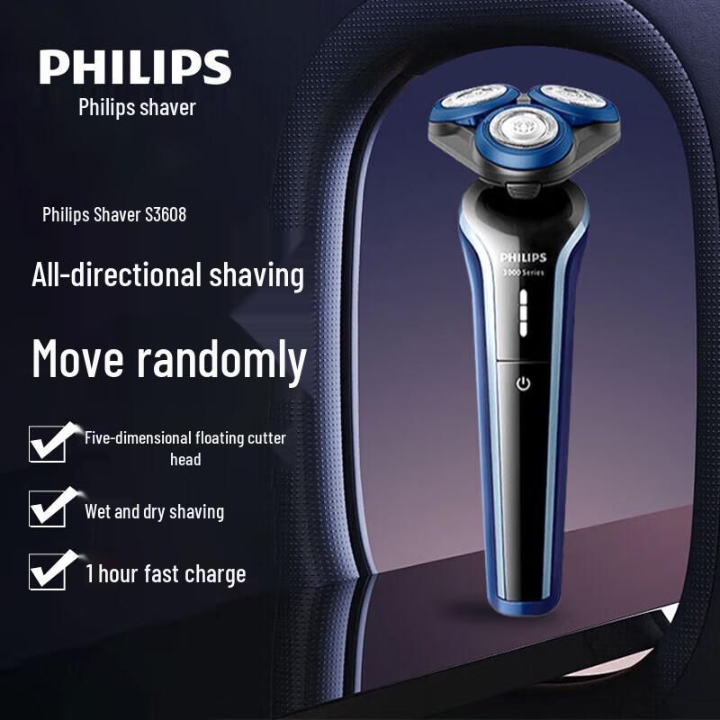 Philips Series 3000 Electric Shaver S3608/10 CN plug (adapter included)