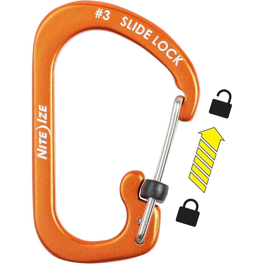 Nite Ize SlideLock Aluminum Carabiner #3 Orange Lightweight 19g Generic Accessory