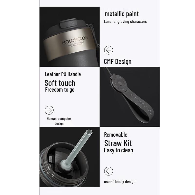 HOLOHOLO Insulated Coffee Mug with Ceramic Liner, 500ml