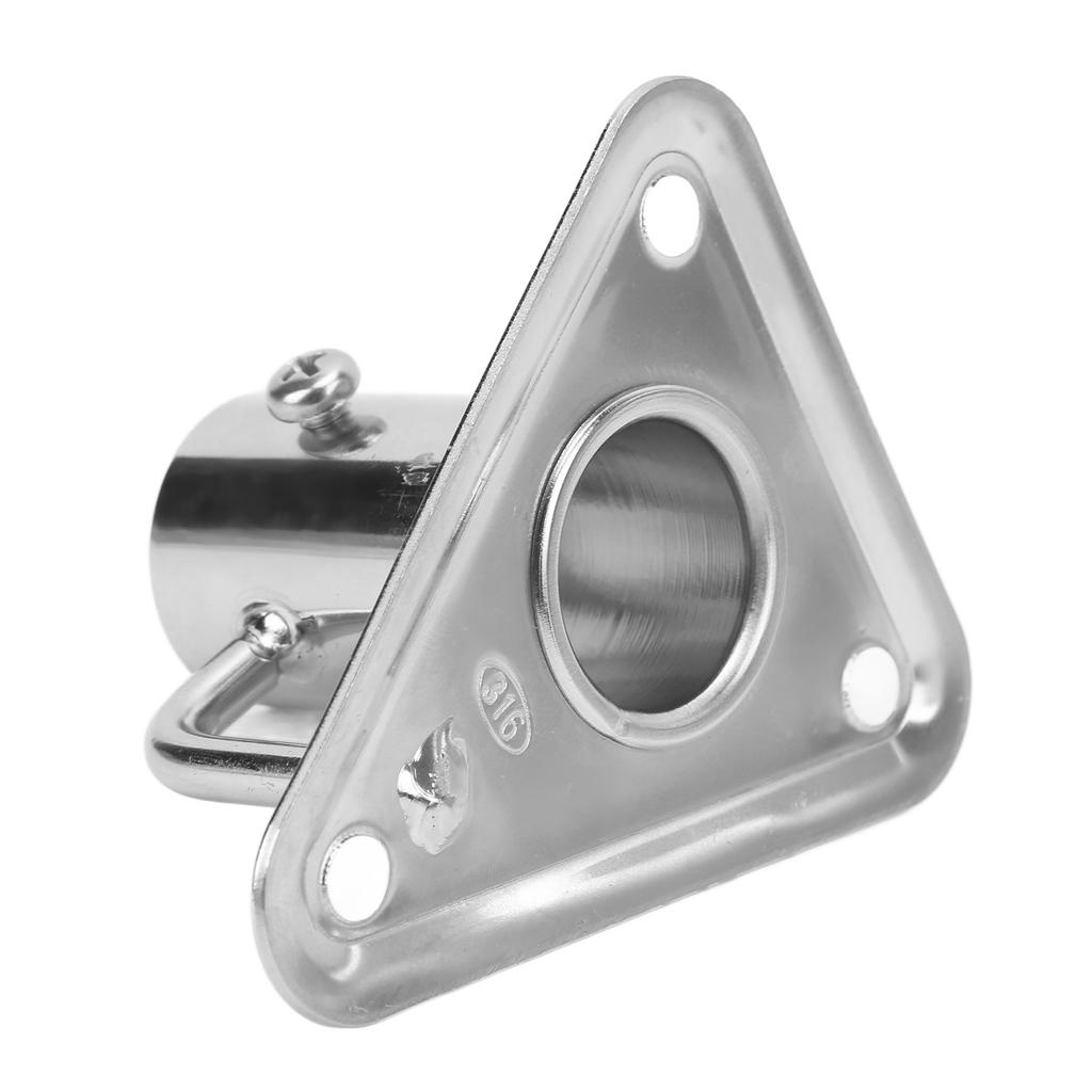Flag Pole Holder 90 Degree 1 Inch 316 Stainless Steel Stanchion Post Socket Triangle Base with Buttress for Ships Yachts