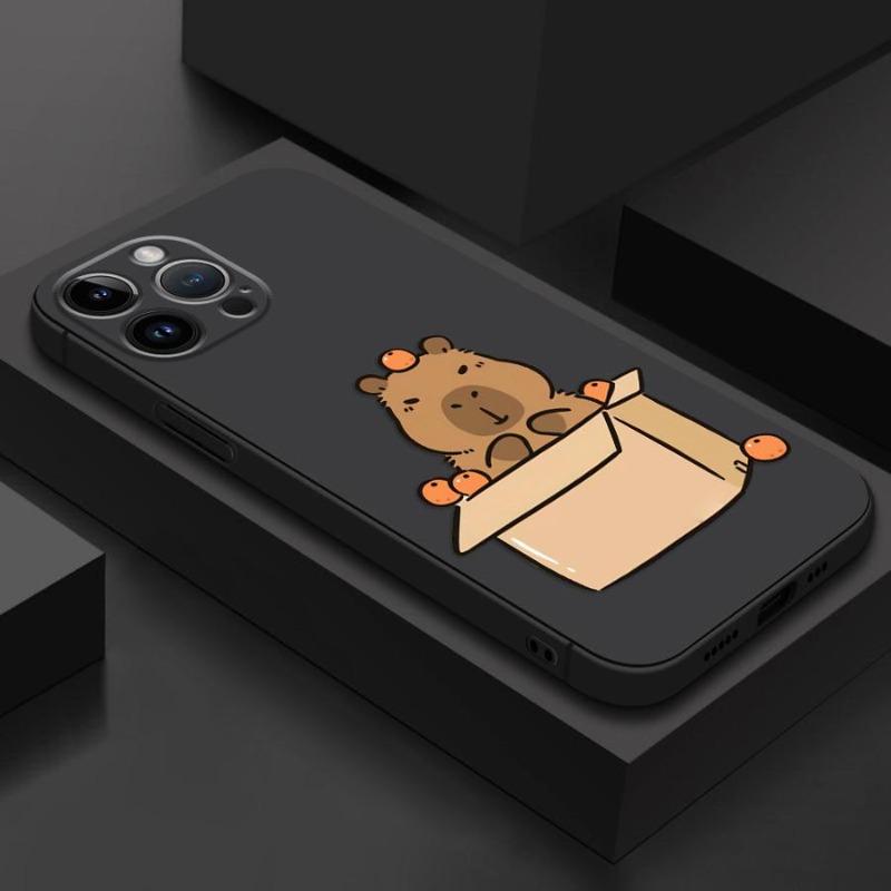 Забавный Мультяшный Чехол Капибара для Телефона iPhone 16 15 14 13 12 11 Pro Max Mini X XS SE4 7 8 Plus 16E Ударопрочный Мягкий Чехол Fundas