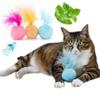 Игрушка для кошек, мячик для кошек с перьями, забавная игрушка для кошек с кошачьей мятой, скрипучая игрушка для кошек с кошачьей мятой, мячик-колокольчик для котенка, кошка