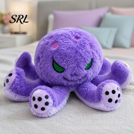 Dark Octopus Doll Devil Plush Toy, Soft Stuffed Decor, Children Eight Tentacle Sea Animal Pillow, Gift for Halloween Christmas Birthday Plushie