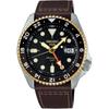 Seiko 5 Sports Серия SKX GMT Автоматические Механические Часы Черный Коричневый Кожаный Мужские Сделано в Японии