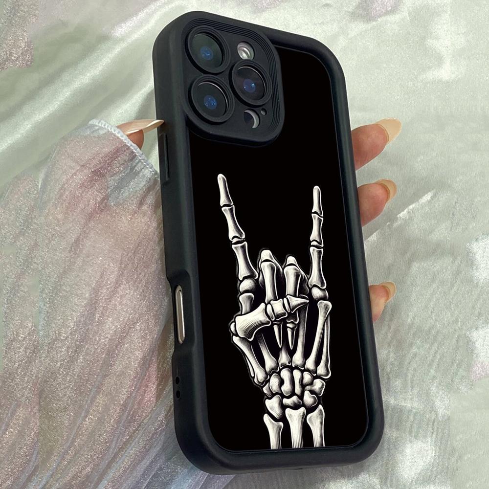 Чехол JT475 Skeleton Hands Rock'n'roll для iPhone 17 16 15 14 13 Pro Max, Samsung S26 S25 Ultra A17 A07 A56 A16, Xiaomi 15T, Redmi 15c 14C.