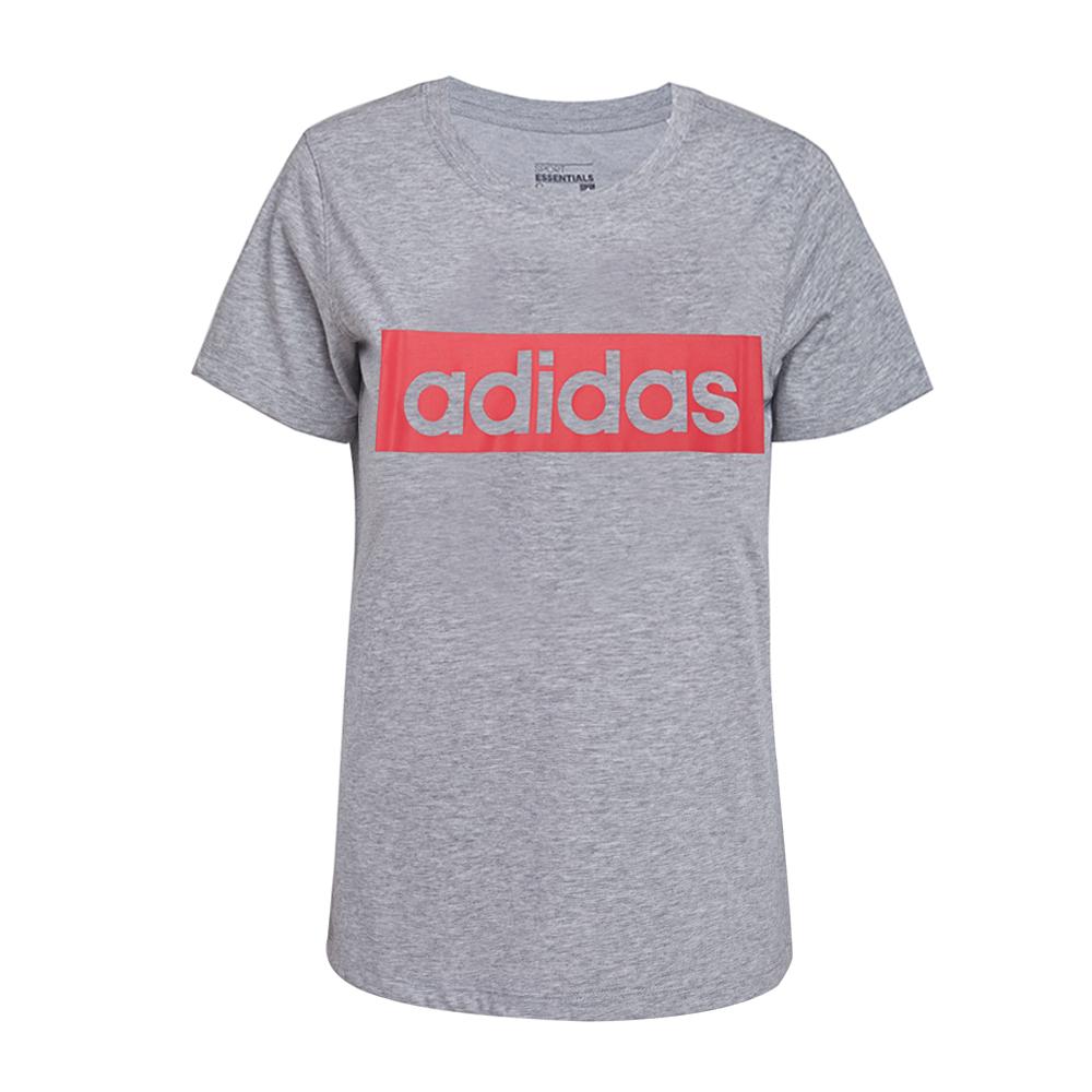 adidas Футболка с коротким рукавом и круглым вырезом с логотипом, женская футболка серого цвета AO4711