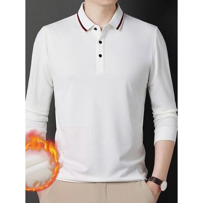 Новая мужская рубашка поло плюс утолщенный бархат футболка с длинными рукавами мужская простая деловая молодежная свободная одежда большого размера для папы
