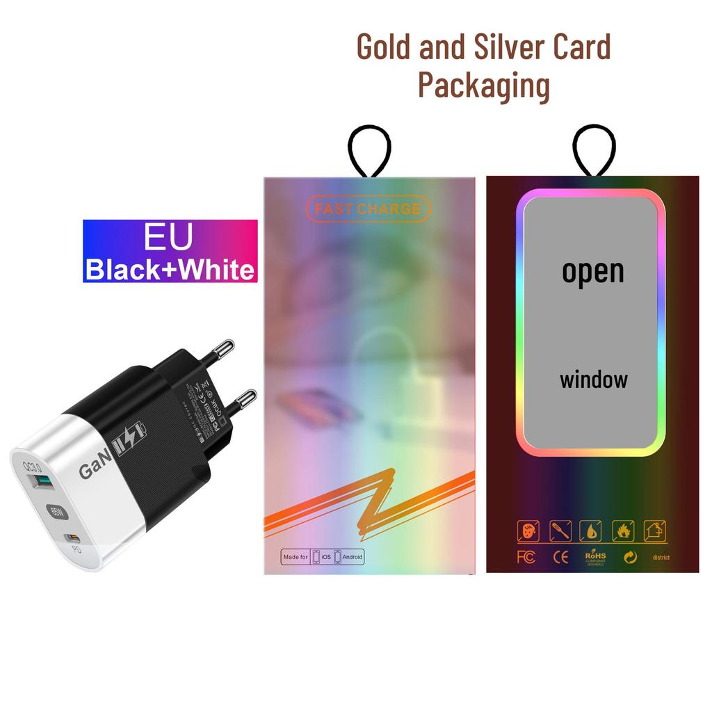 Быстрое зарядное устройство GaN QC 3.0 PD 33 Вт, 9 В/12 В, USB Прямая зарядка, Стандарт США/ЕС