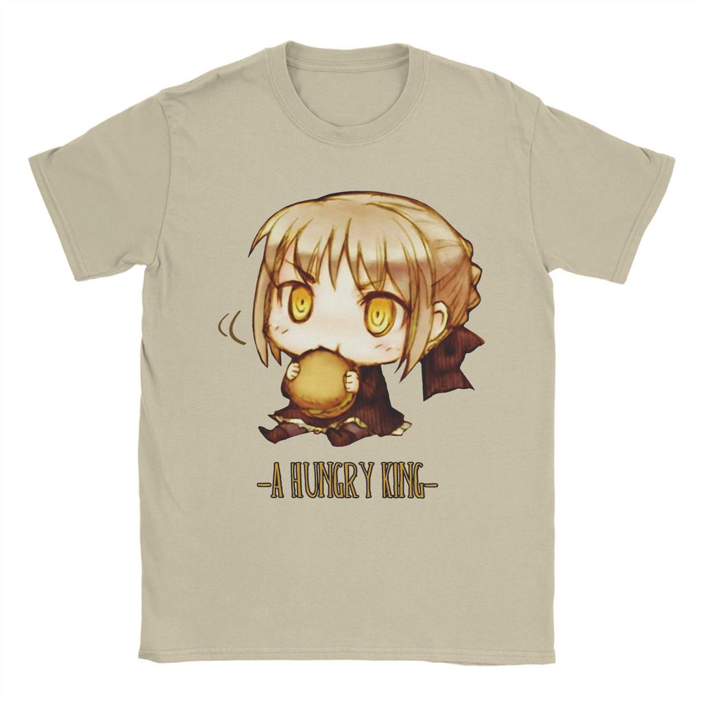 Fate Stay Night Сейбер Аниме Fate Рин Простая футболка Винтажные футболки из чистого хлопка Круглый вырез Короткий рукав Классические топы