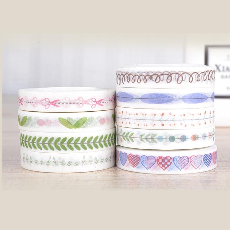 8 мм * 10 м и бумажная лента, маленькая свежая милая ручная роспись, декоративная канцелярская разделительная линия, сделай сам, ручная работа