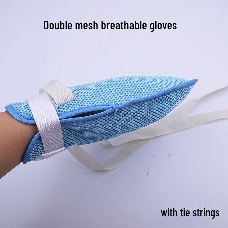 Elderly Anti-Pulling Restraint Gloves with Anti-Scratch Straps for Bedridden or Self-Injury Prevention