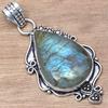 Pendant Shiney Labradorite Gemstone Valentine'Day Gift Silver Jewelry 2.25"