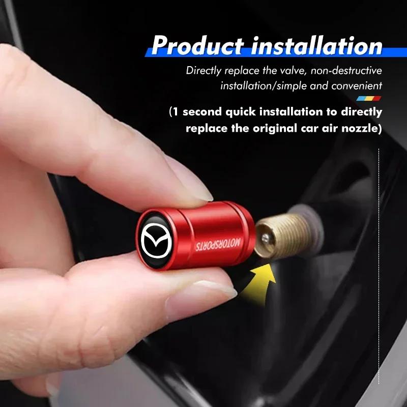 2025 Hot 4pcs Car Tire Valve Cap Tyre Stem Cover Air Dust Tire Wheel Rim For Mazda 6 3 5 2 CX5 CX7 323 Demio Axela Atenza CX9 MX