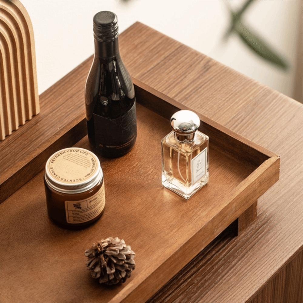 High Feet Japanese Style Wooden Tray Rectangular Stable Jewelry Storage Plate Solid Wood Retro Desktop Shelf Massage Room