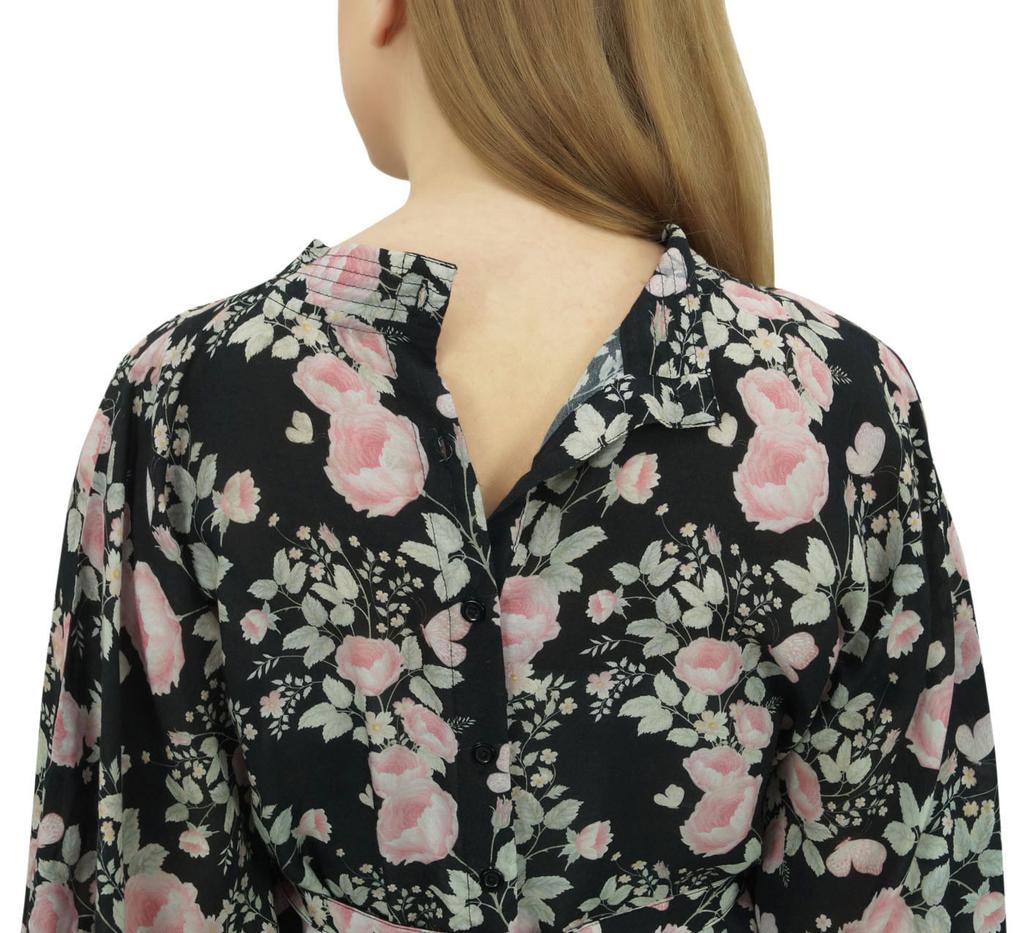 Bimba Moms Черный цветочный принт кимоно рукава для беременных кафтан с поясом-10