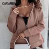 Spring and Autumn Women's Jacket Fashion Casual Wind Casual Fleece Cardigan Hooded Loose Type Sweatshirt