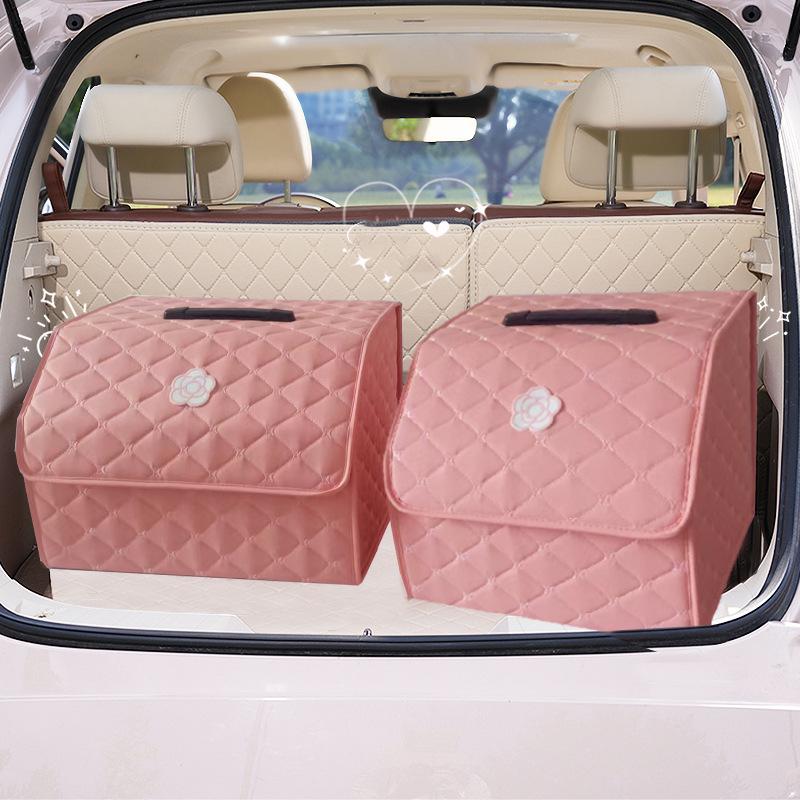 Розовый складной органайзер для багажника автомобиля - Многофункциональный ящик для хранения автоаксессуаров