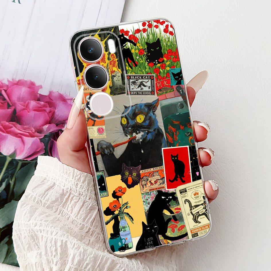 Silicone Case For Vivo Y19s V2419 Cover Lovely Cat Butterfly Cartoon Soft Back Protective Shell For Vivo Y19s 4G Y 19s TPU Coque