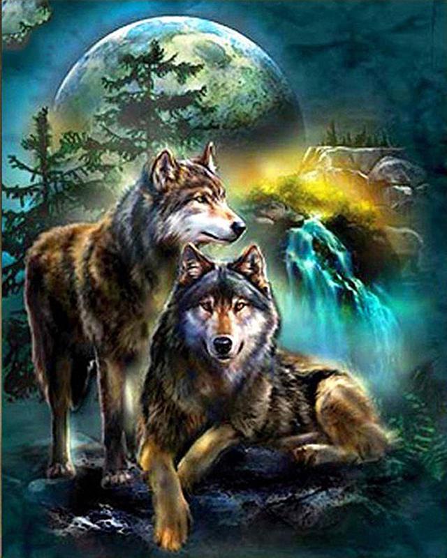 5D DIY Алмазная картина Волк Ремесло Полный квадрат Алмазная вышивка Животный пейзаж Вышивка крестом Горный домашний декор