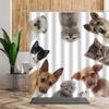 Cartoon Cute Animal Shower Curtain Cat Dog Anime Printed Bathroom Decor 3D Waterproof Bath Fabric Home Curtains For Children