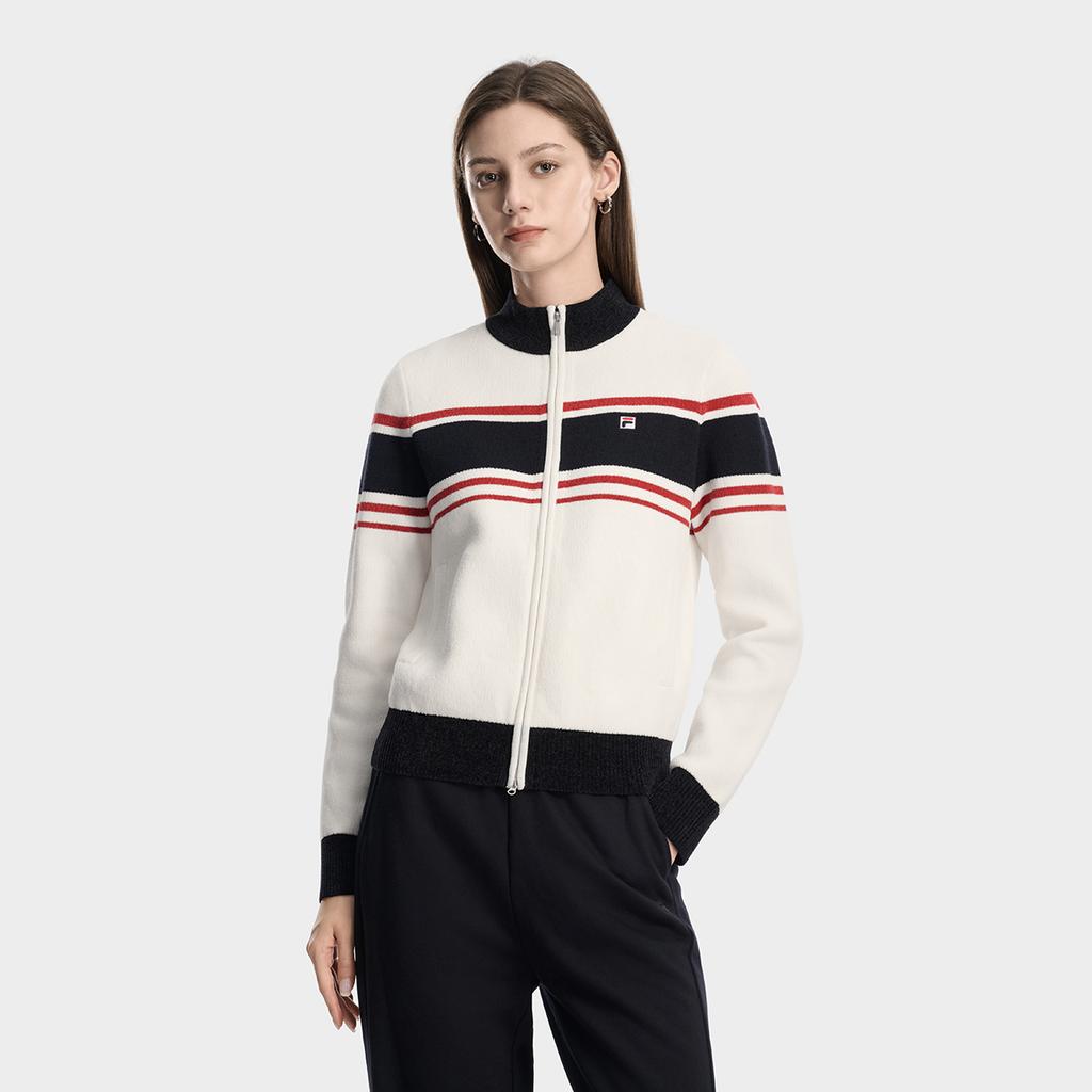 Fila Классический модный кардиган-свитер женский, простой, в полоску, модный, удобный, повседневный, универсальный, теплый, вязаный, верхняя одежда F11W618404FWT