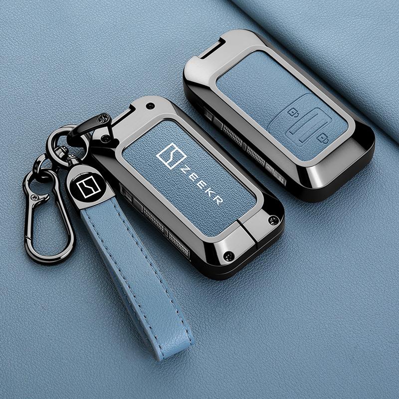 Чехол для ключа Zeekr Zeekr 001 9X Брелок из алькантары Сплав цинка Кожаный Чехол для умного ключа автомобиля Чехол для автомобильного ключа Аксессуары для брелока