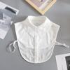 White Chiffon Fake Collars Woman Vintage Half Shirt False Collar Woman Embroidery Detachable Lapel Collar Faux Col Accessories