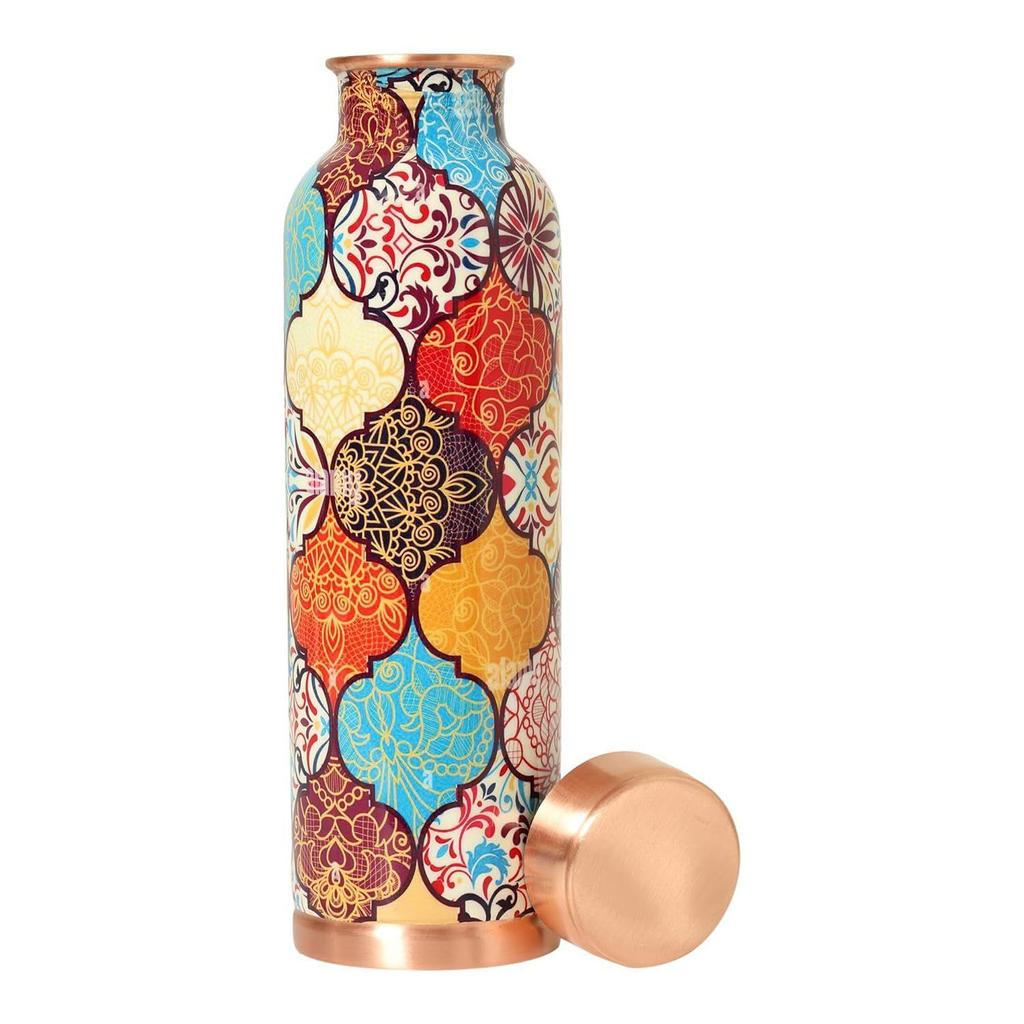 Copper 1 Litre Water Bottle With Leak And Rust Proof Protection For Home And Office Use Ayurveda And Yoga Health Benefits Bottle (Hexagon)