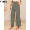 Women's Fashion Casual Solid Color Print High Waist Trousers Pants & Capris