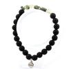 Stones and Minerals. Green Rutile Quartz Bracelet from Brazil + Matte Black Onyx Beads 8 Mm. Made In France.