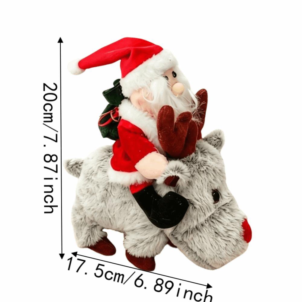 Animated Santa Riding Reindeer Toy Electric Musical Electric Xmas Ornament Christmas