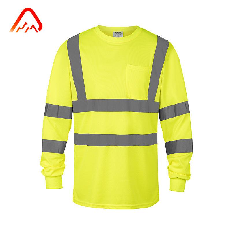 In Stock High Visibility Class 2 Reflective Polyester Safety Shirts Road Work Long Sleeve for Men