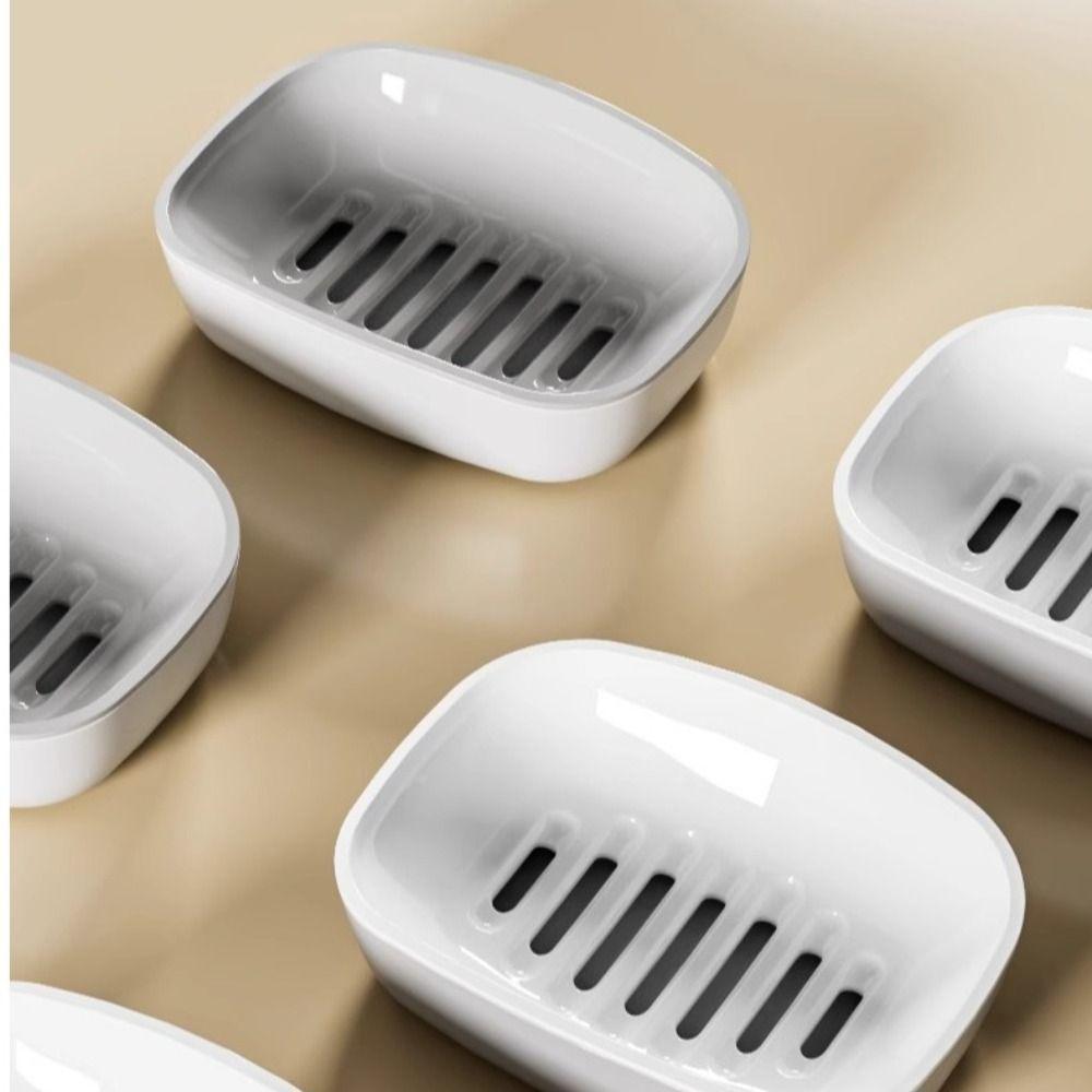 Plastic Soap Box Double-Layer Soap Storage Holder Portable Draining Soap Shelf Home Bathroom