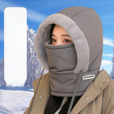 Зимняя уличная велопрогулка для женщин, ветрозащитный шарф, интегрированный с бархатом, и универсальная теплая шапка, мужская шапка-ушанка
