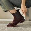 Fashion NEW Autumn/Winter Women Boots Round Toe Low Heel Chelsea Boots Genuine Leather Shoes for Women Retro Ankle Boots Botas De Mujer