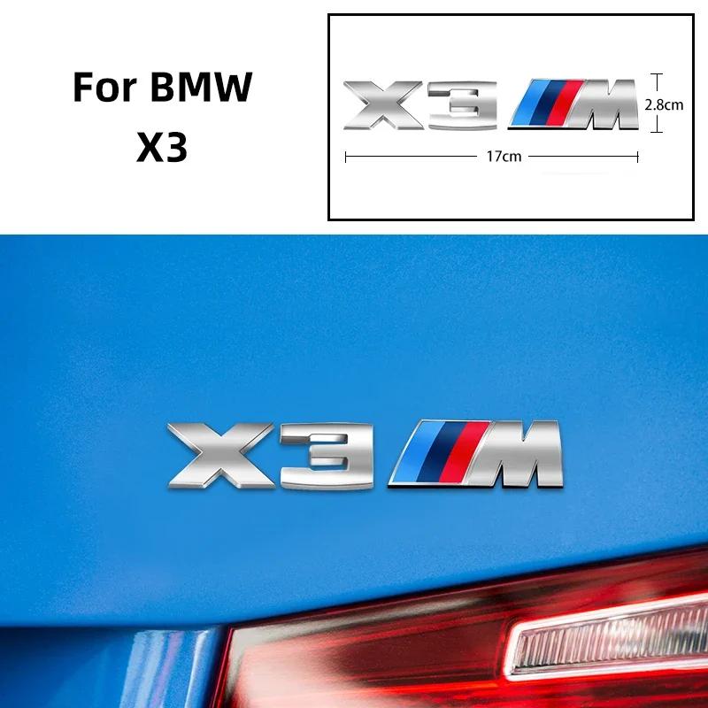 For BMW M X1 X3 X5 X6 X7 E30 E90 M3 E84 E83 F25 E91 E60 Car Trunk Styling 3D Chrome Metal Sticker Body Sticker Accessories