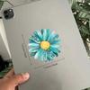 Teal Daisy Sticker, Vinyl Watercolor Daisy, Flower Decal