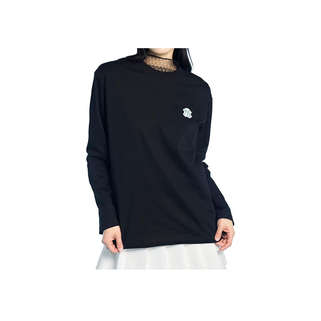MLB New York Yankees Logo Embroidered Crew Neck Pullover Long Sleeve T-Shirt Unisex Tops Black 3ATSB0131-50BKS