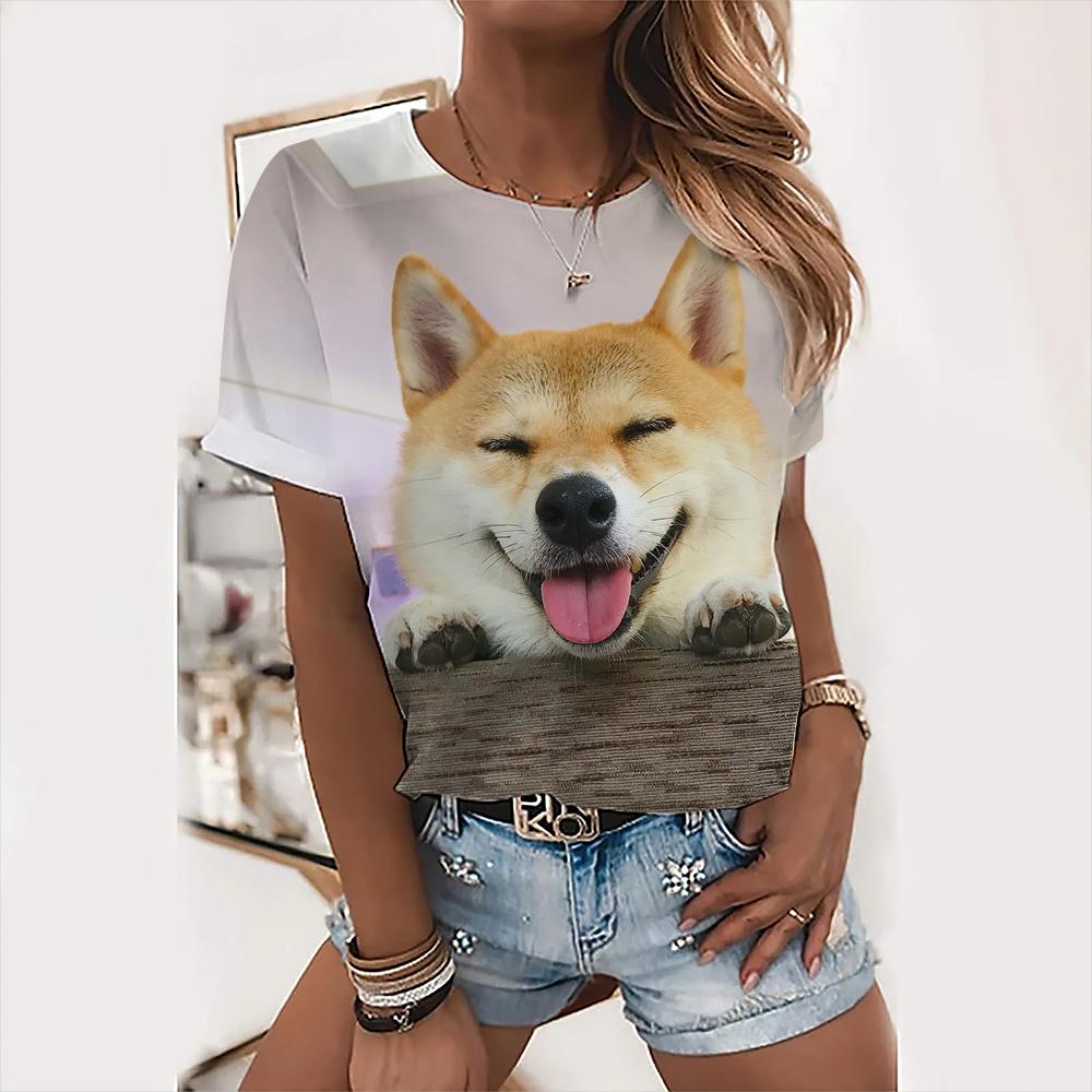 Милые топы с собаками, женская праздничная футболка с надписью «Love Dog Day», модная футболка с животным принтом, женская футболка Kawaii, летняя повседневная одежда с круглым вырезом