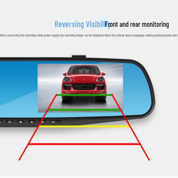 3,5-дюймовый двухобъективный зеркальный видеорегистратор заднего вида с функцией циклической записи