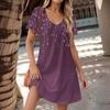Женские модные повседневные платья с карманами и принтом в богемном стиле, пляжные платья с v-образным вырезом и короткими рукавами