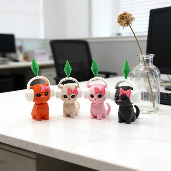 Милая статуэтка кошки 3D-печать, кошка с качающейся головой на пружине для приборной панели автомобиля, домашнего офиса, рабочего стола, коллекционный животный орнамент для игры