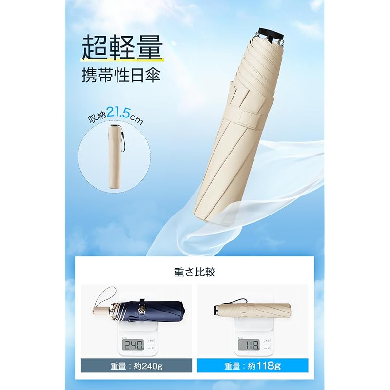 parasol 100% UV protection 118g lightweight folding umbrella 100 shading heat shield folding parasol compact Umbrella that can be used as a parasol UV