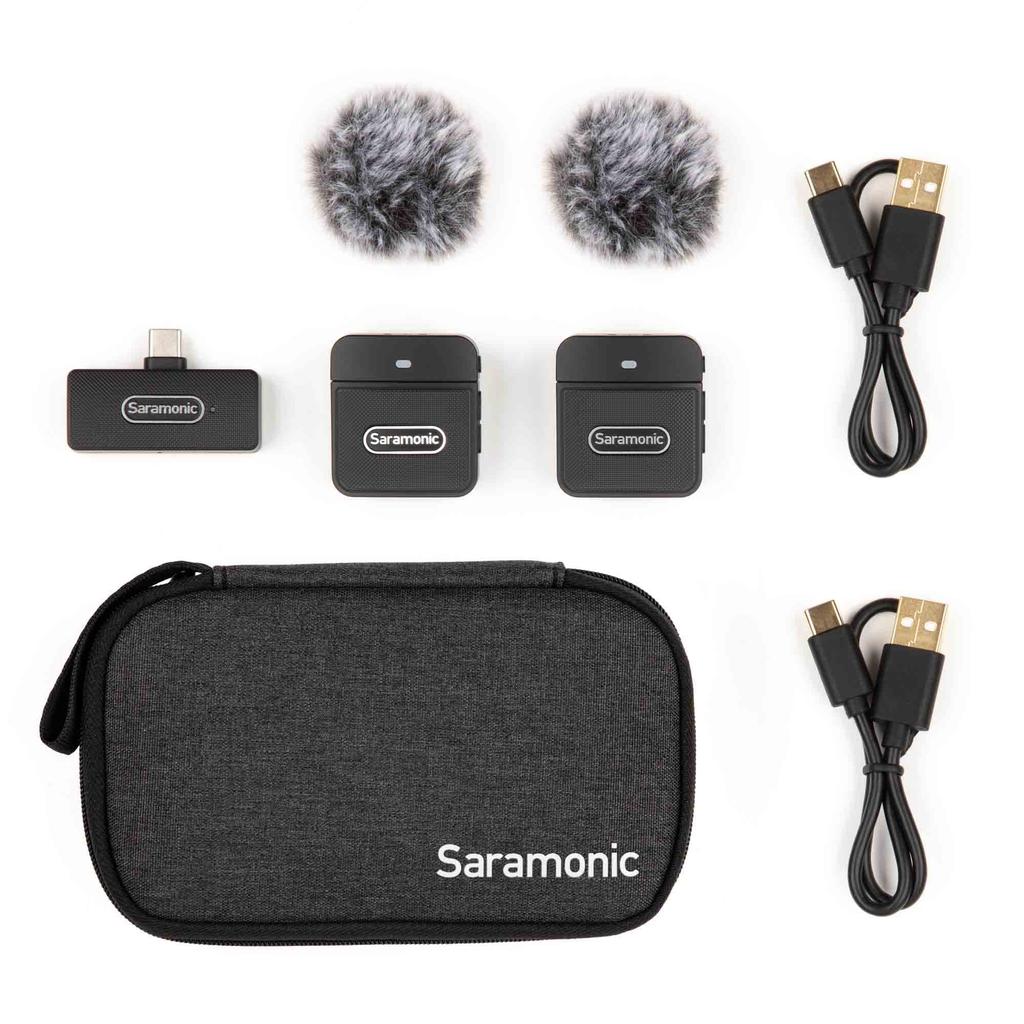 Saramonic 2.4G Ultra-compact Wireless Microphone System (2 Transmitters, 1 USB-C Output Terminal Receiver) Black Blink100-B6