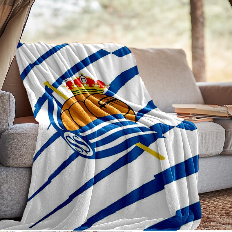 Real Sociedad Blanket Outdoor Flannel Blanket for Camping, Hiking, Garden Parties, Picnic Essentials,gift for family and friends