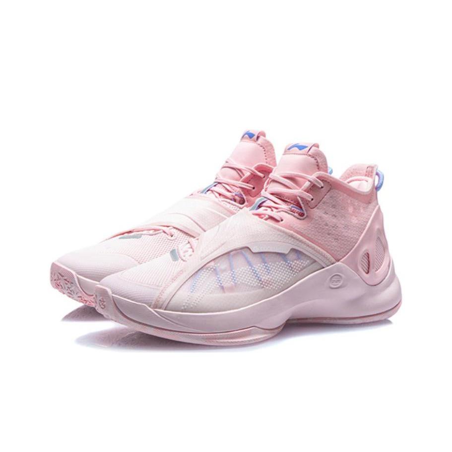 Li-Ning Баскетбольные кроссовки Chrysalis Shock Absorbing Anti-Slip Wear Resistance Support Mid Top для мужчин, розовые ABAR081-6
