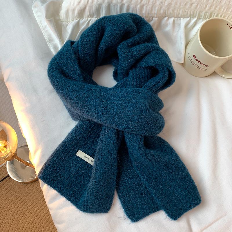 Шарф Женский Новый Зимний Вязаный Шерстяной Шарф Красный Корейская Версия Универсальный Высококлассный Однотонный Теплый Для Пары