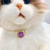 Ожерелье для питомца Сверкающие стразы Ожерелье из искусственного жемчуга для питомца Стильное двухслойное ожерелье для собак кошек Товары для питомцев
