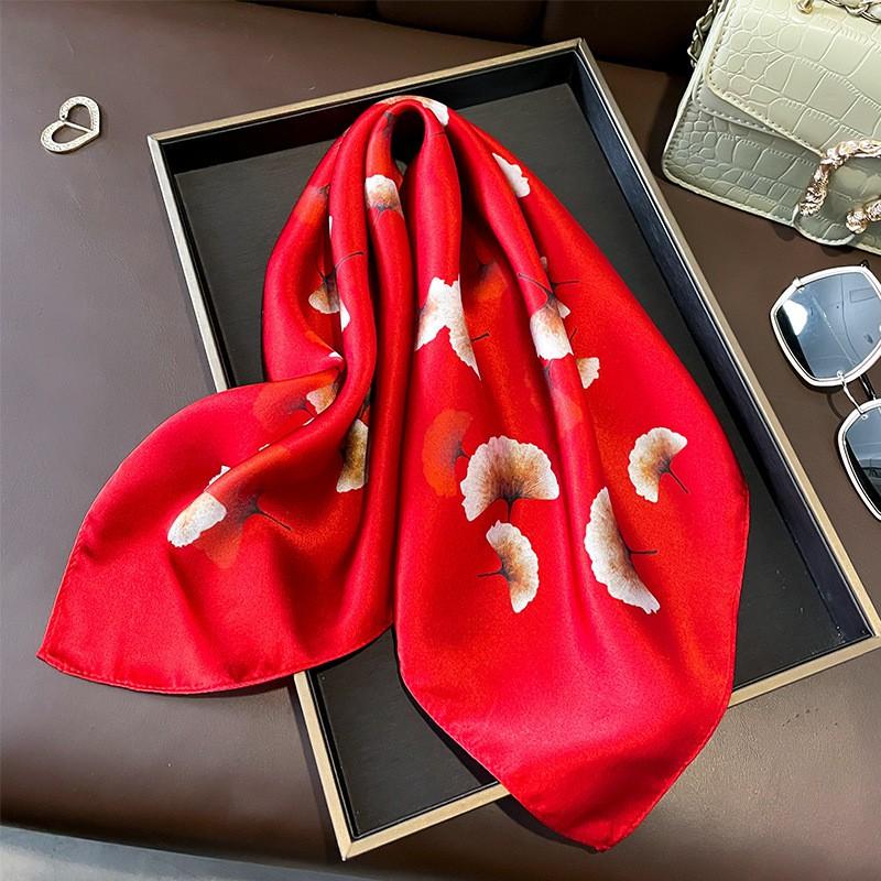 100% Pure Silk Square Scarf Women Floral Print Lightweight Elegant Accessory Fashion