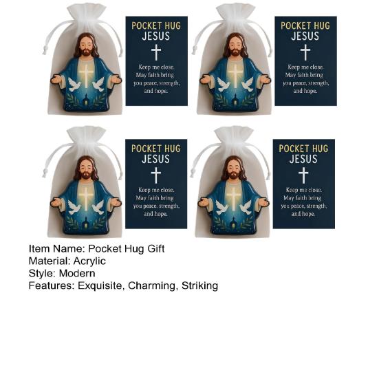 Pocket Hug Jesus Gift Blessing Jesus Prayer Figurine with Card Christian